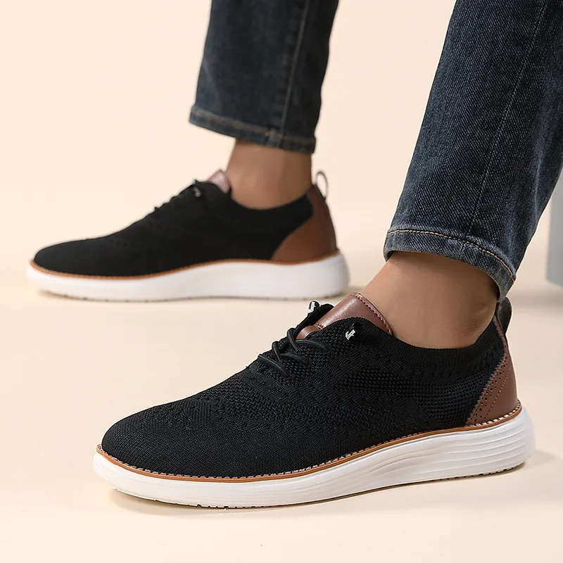 Men's knitted mesh breathable arch support casual sports shoes
