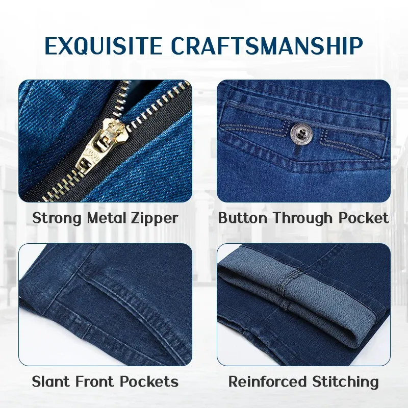 Dad Jeans- Men's High Waist Straight Fit Stretch Jeans