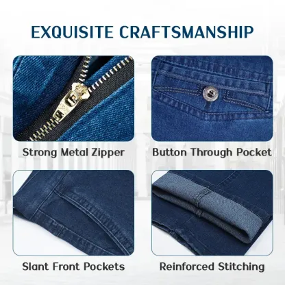 Dad Jeans- Men's High Waist Straight Fit Stretch Jeans