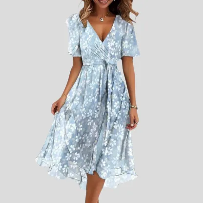 Nova™ –New Cotton Floral Dress – V-Neck