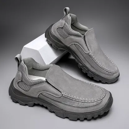  Men's Orthopedic Genuine Leather Shoes for Diabetics, Arch Support Hiking Shoes for Plantar Fasciitis