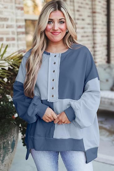 Women's New Cotton Patchwork Loose Fit Fashion Sweatshirt