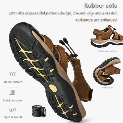 Men's Summer Daily Cowhide Flat Heel Sandals