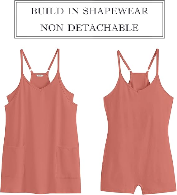 2025 Summer Women's Spaghetti Strap Dress Romper – Built-in Shapewear