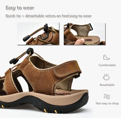 Men's Summer Daily Cowhide Flat Heel Sandals