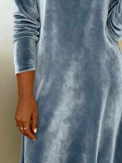  Elegant Velvet Cowl Neck Long Sleeve Mini Dress