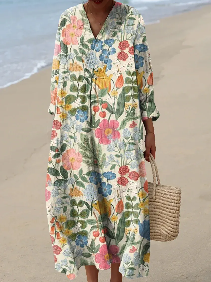 Women's Abstract Pattern Art Print Cotton Dress - Series9