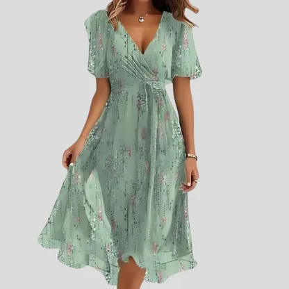 Nova™ –New Cotton Floral Dress – V-Neck