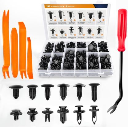 240PCS Bumper Retainer Clips Car Plastic Rivets Fasteners Push Retainer Kit 12 Popular Sizes Auto Push Pin Rivets Set -Door Trim Panel Fender Clips for GM Ford Toyota Honda Chrysler