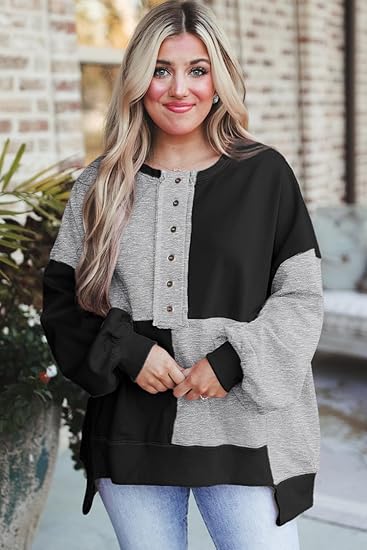 Women's New Cotton Patchwork Loose Fit Fashion Sweatshirt