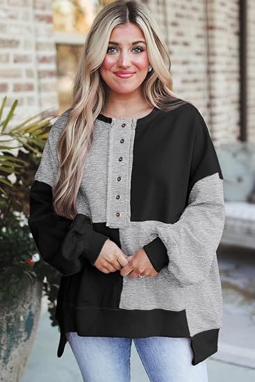 Women's New Cotton Patchwork Loose Fit Fashion Sweatshirt