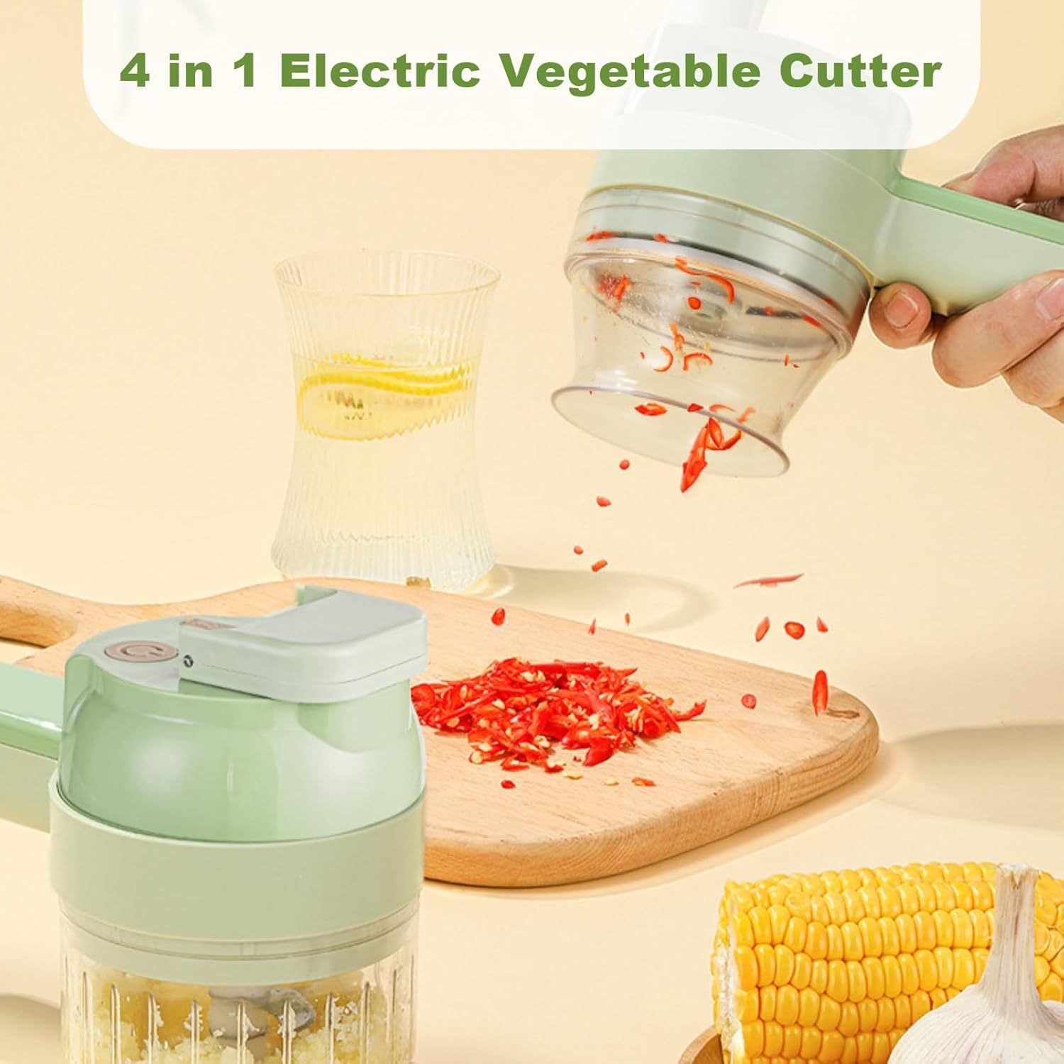 Electric Vegetable Cutter Set - 4 in 1 Portable