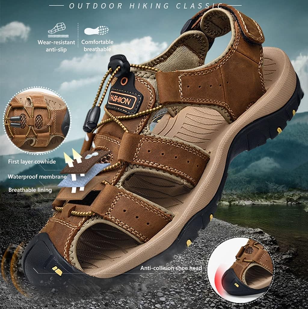 Men's Summer Daily Cowhide Flat Heel Sandals