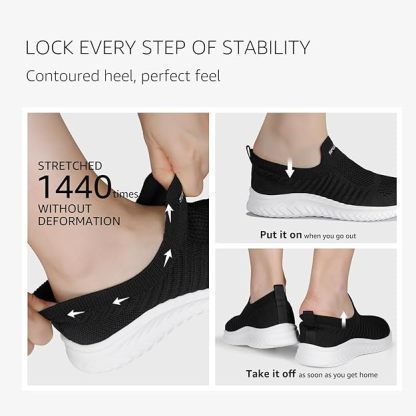 Womens Slip on Trainers Comforble Walking Shoes with Memory Foam