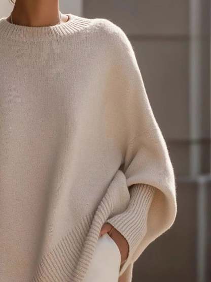 Oversized Batwing Sleeve Round Neck Sweater