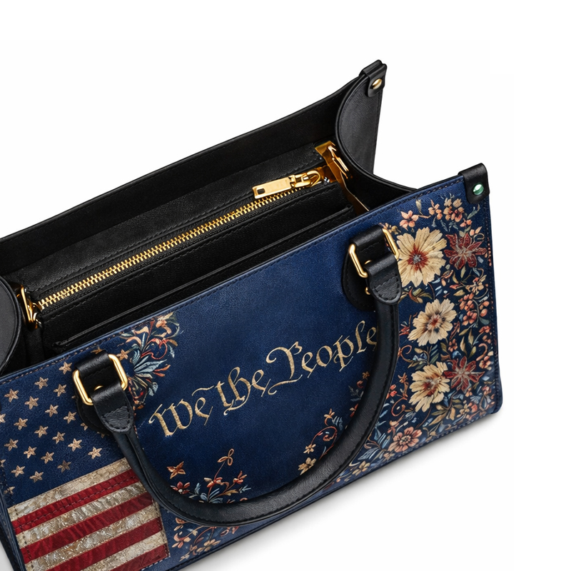 US 250th Anniversary Floral Leather Handbag