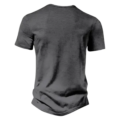 ⏰ TODAY ONLY🔥Clearance Sale!🔥 Men's Casual Solid Color Vintage Loose Pocket Short Sleeve Button-down Henley Shirt
