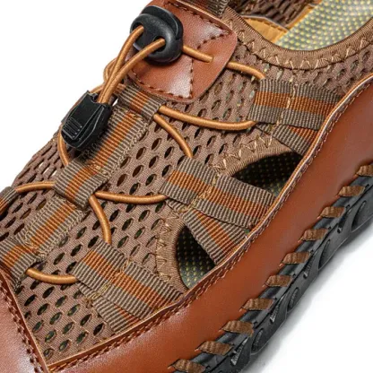 Men's Sandals Closed Toe Mesh Splicing Outdoor Leather Sandals