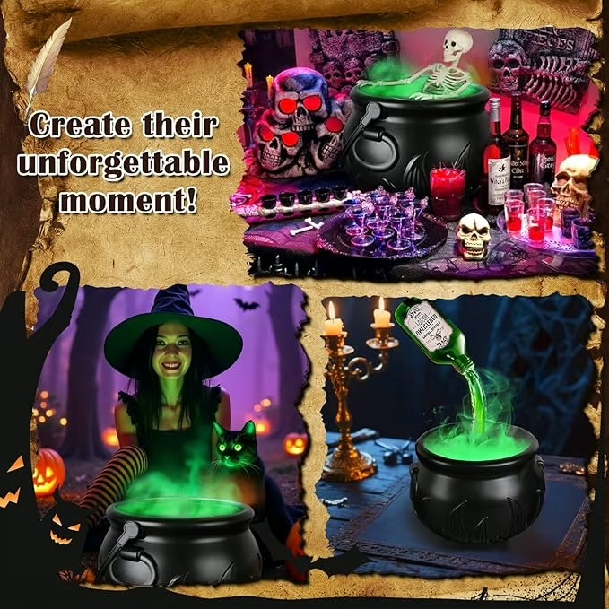 🎃Early Halloween Sale 60% OFF💚 Cauldron Halloween Decor with Magic Floating Potion Bottles & Diffuser