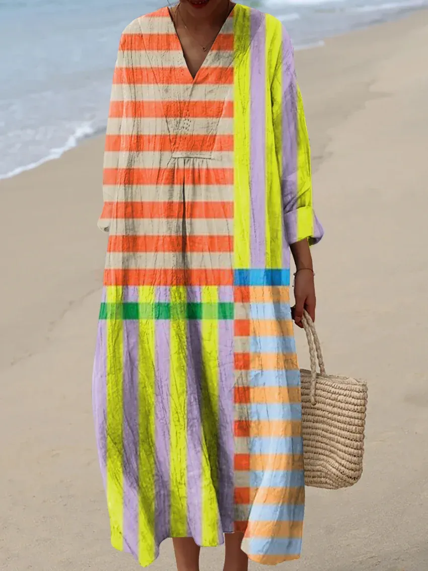 Women's Abstract Pattern Art Print Cotton Dress - Series8