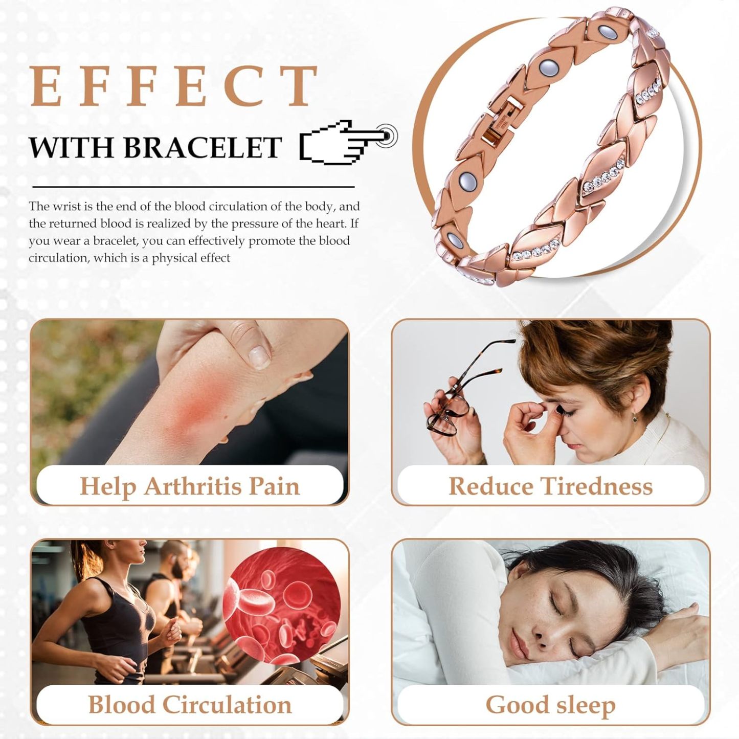 Pure Copper Bracelets for Women,Ultra Magnetic Bracelets for Women with 3500 Gauss Magnets