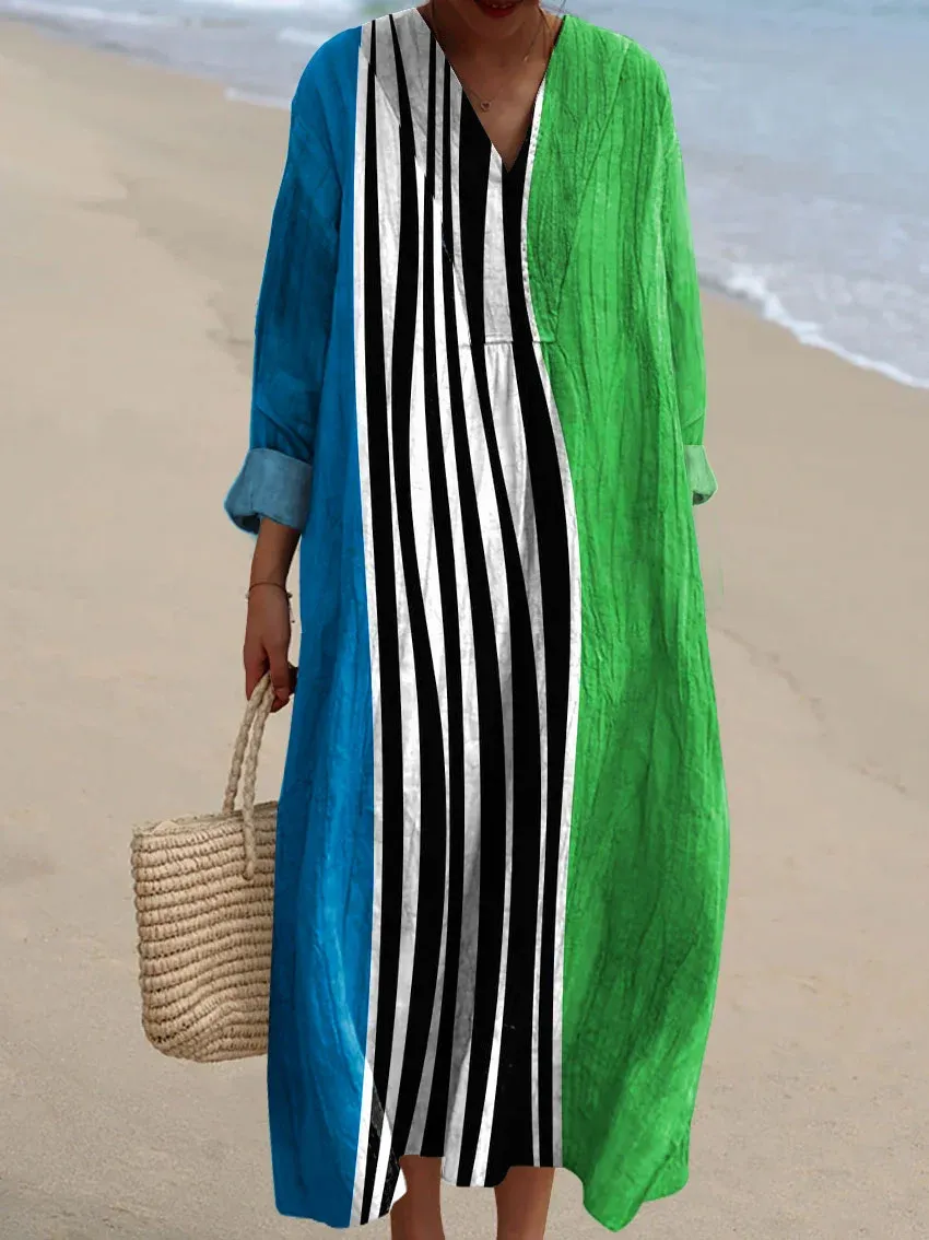 Women's Abstract Art Print Cotton Dress - Collection 3