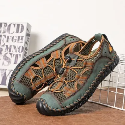 Men's Sandals Closed Toe Mesh Splicing Outdoor Leather Sandals