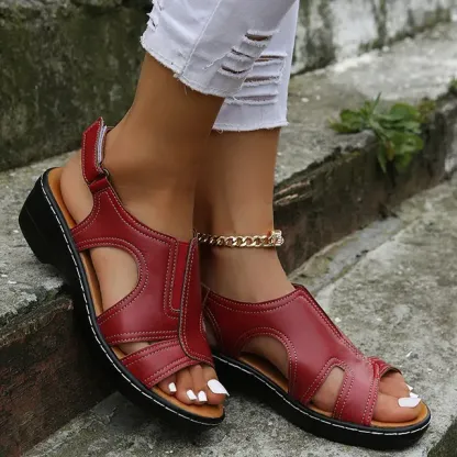 2025 Summer Women Wedge Sandals, Premium Leather Orthopedic Sandals