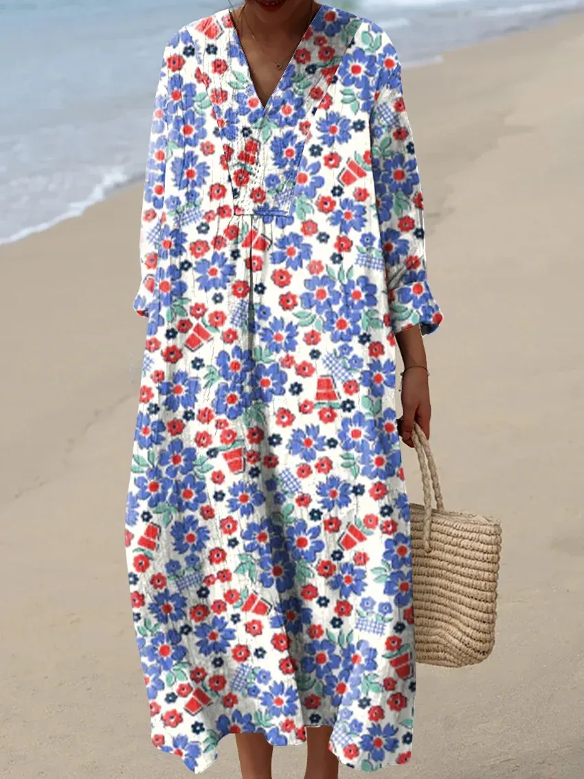 Women's Art Vintage Abstract Lines Art Print Dress