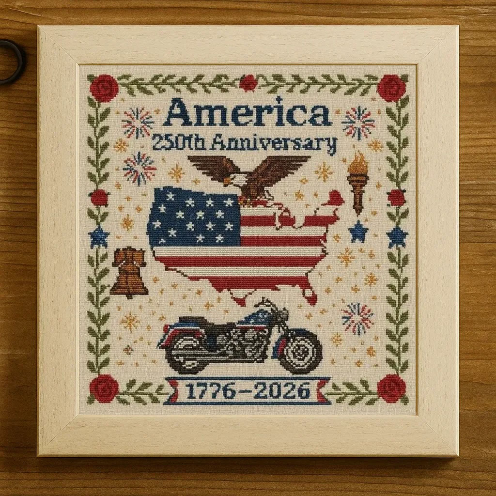 America's 250th Anniversary Cross-Stitch Photo Frame
