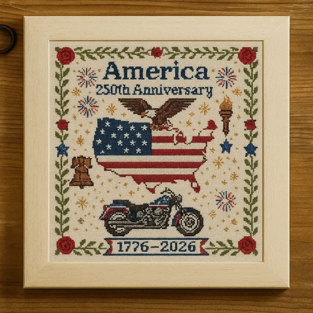 America's 250th Anniversary Cross-Stitch Photo Frame