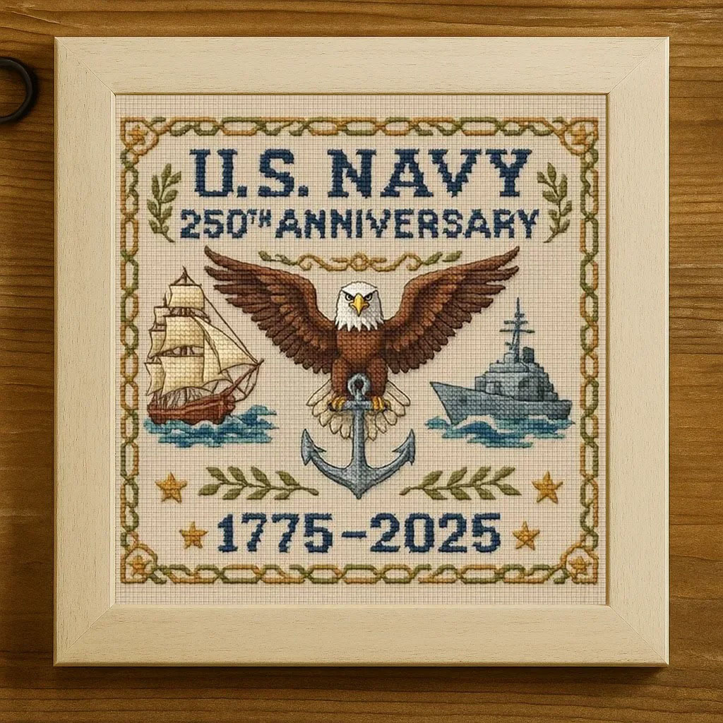 America's 250th Anniversary Cross-Stitch Photo Frame