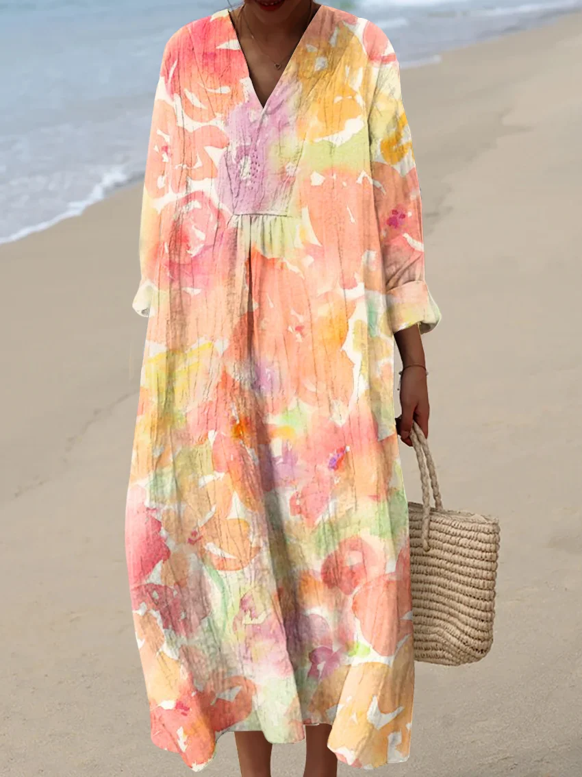 Women's Abstract Pattern Art Print Cotton Dress - Series8