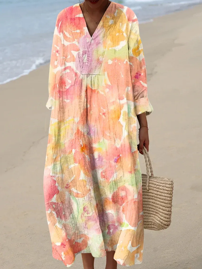 Women's Abstract Pattern Art Print Cotton Dress - Series8