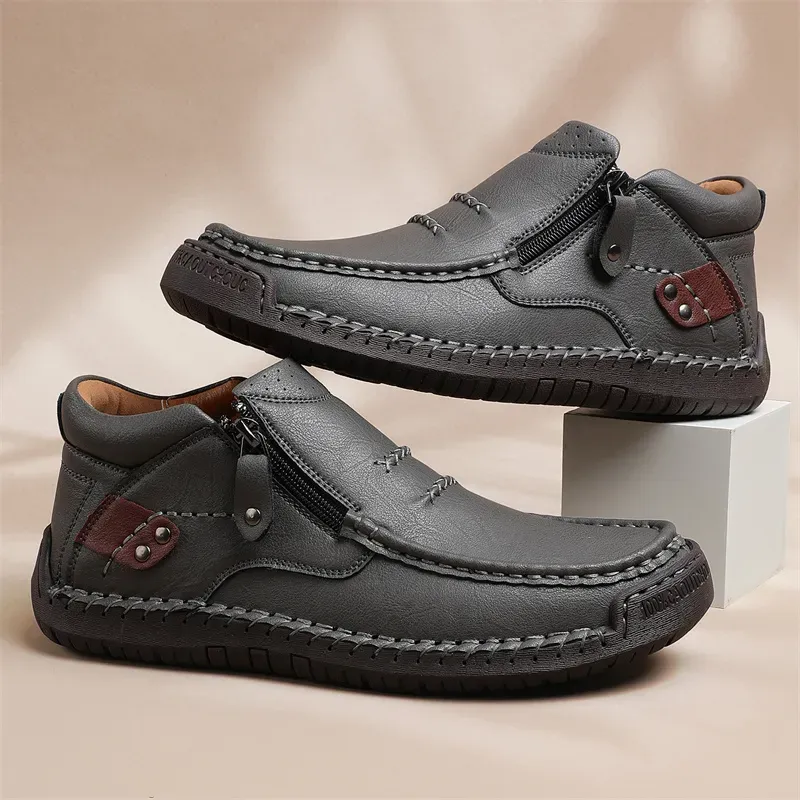 Men's Waterproof Non-slip Wide Roe Handmade Cowhide Orthopedic Shoes
