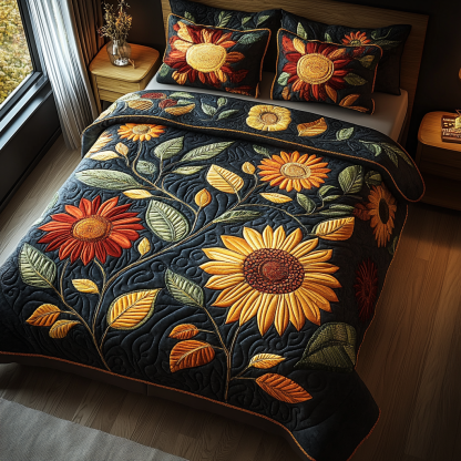 Amber Glow 3-Piece Quilted Bedding Set NCU0DV2046