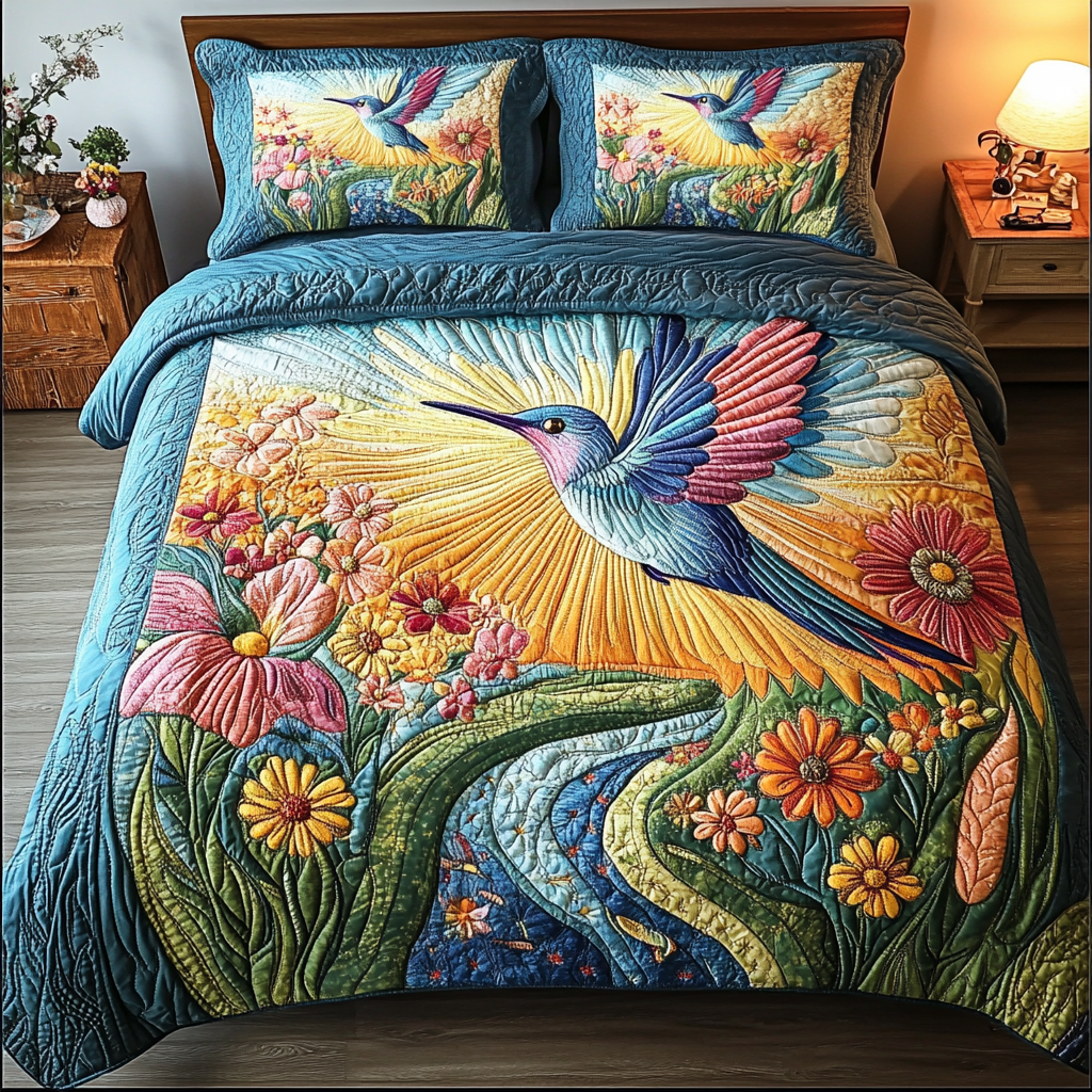 Hummingbird Quilted Bedding Set NCU0VT105