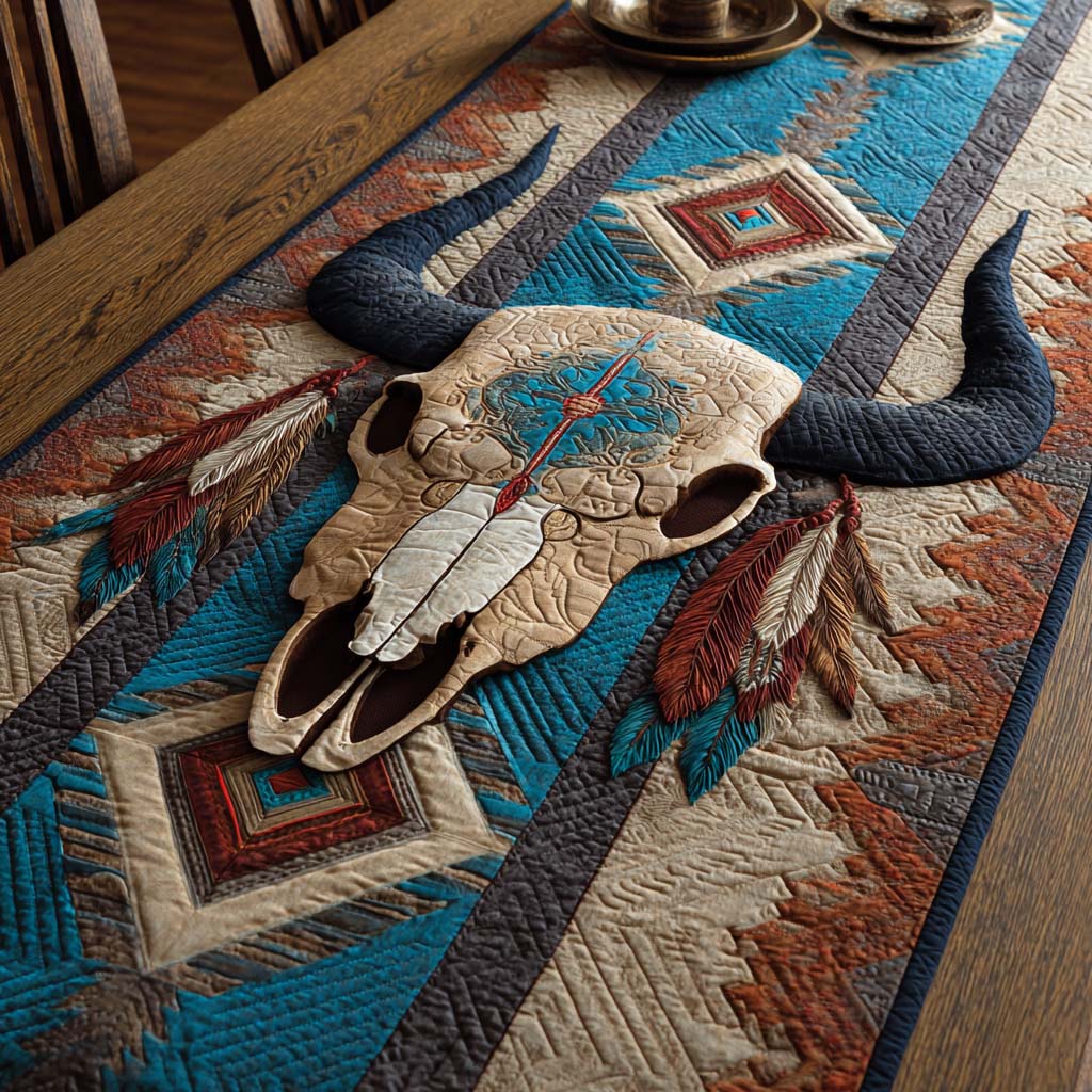 Blue Canyon Longhorn Quilted Table Runner NCU0NXD1196