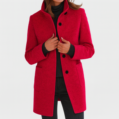 Women's elegant stand-collar wool winter coat
