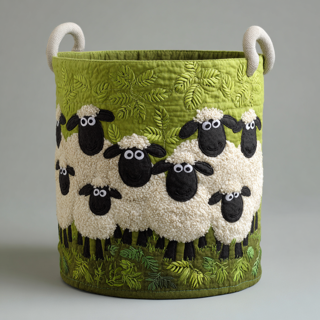 Cozy Sheep Quilted Laundry Basket NCU0DDK1806