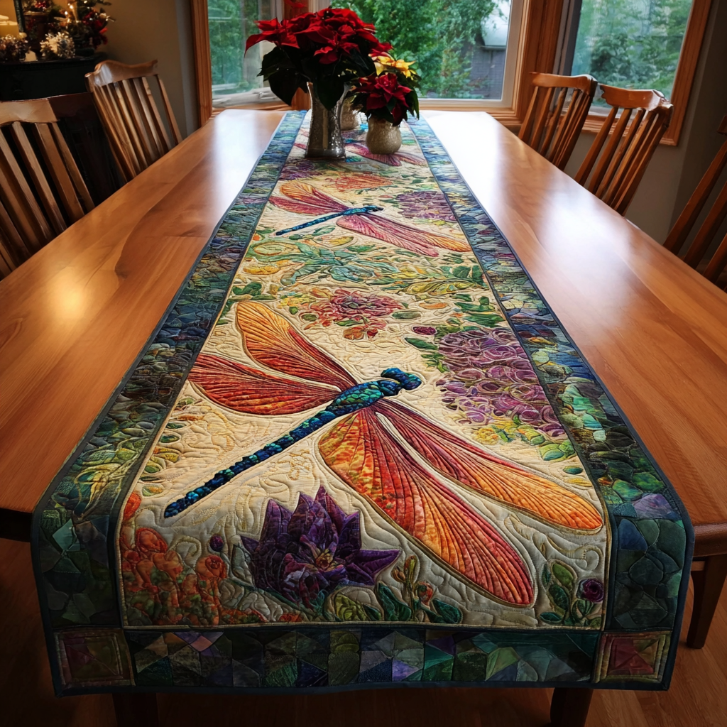 Dragonfly Glow Quilted Table Runner NCU0DDK1483