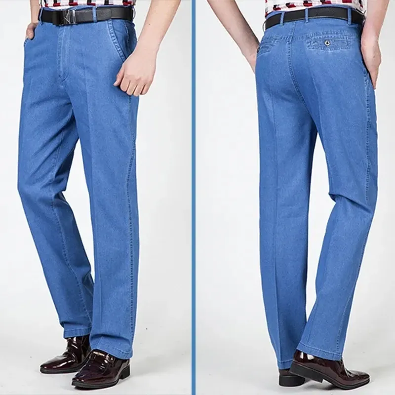 Dad Jeans- Men's High Waist Straight Fit Stretch Jeans