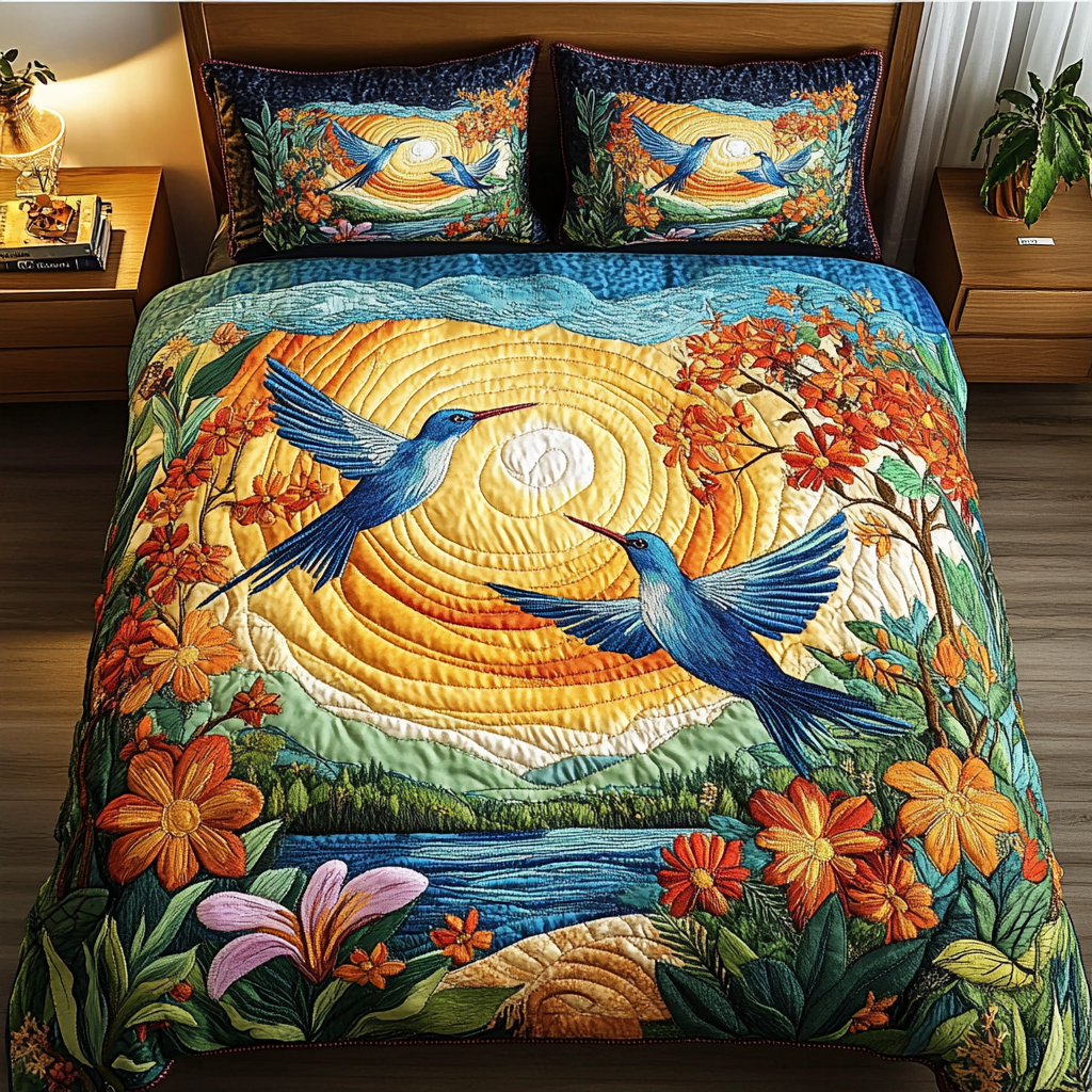 Hummingbird Quilted Bedding Set NCU0VT105