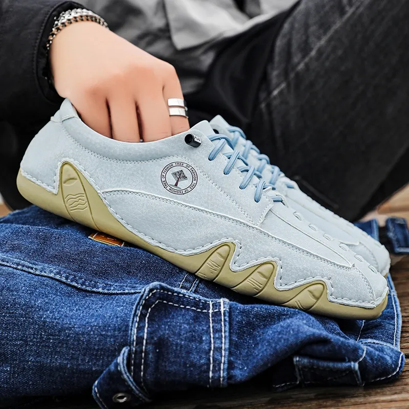 (🎁Free Orthotic Insoles🔥)Men’s Handmade Premium Cowhide Leather Lace-Up Dress Shoes with Arch Support, Breathable for Summer Walking & Driving