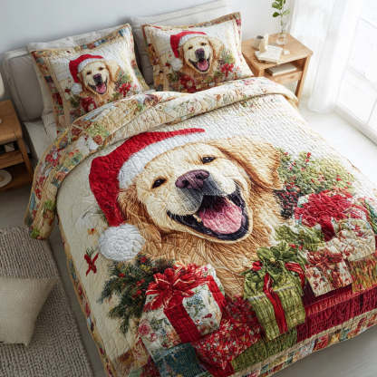 Golden Retriever 3-Piece Quilted Bedding Set NCU0VT253