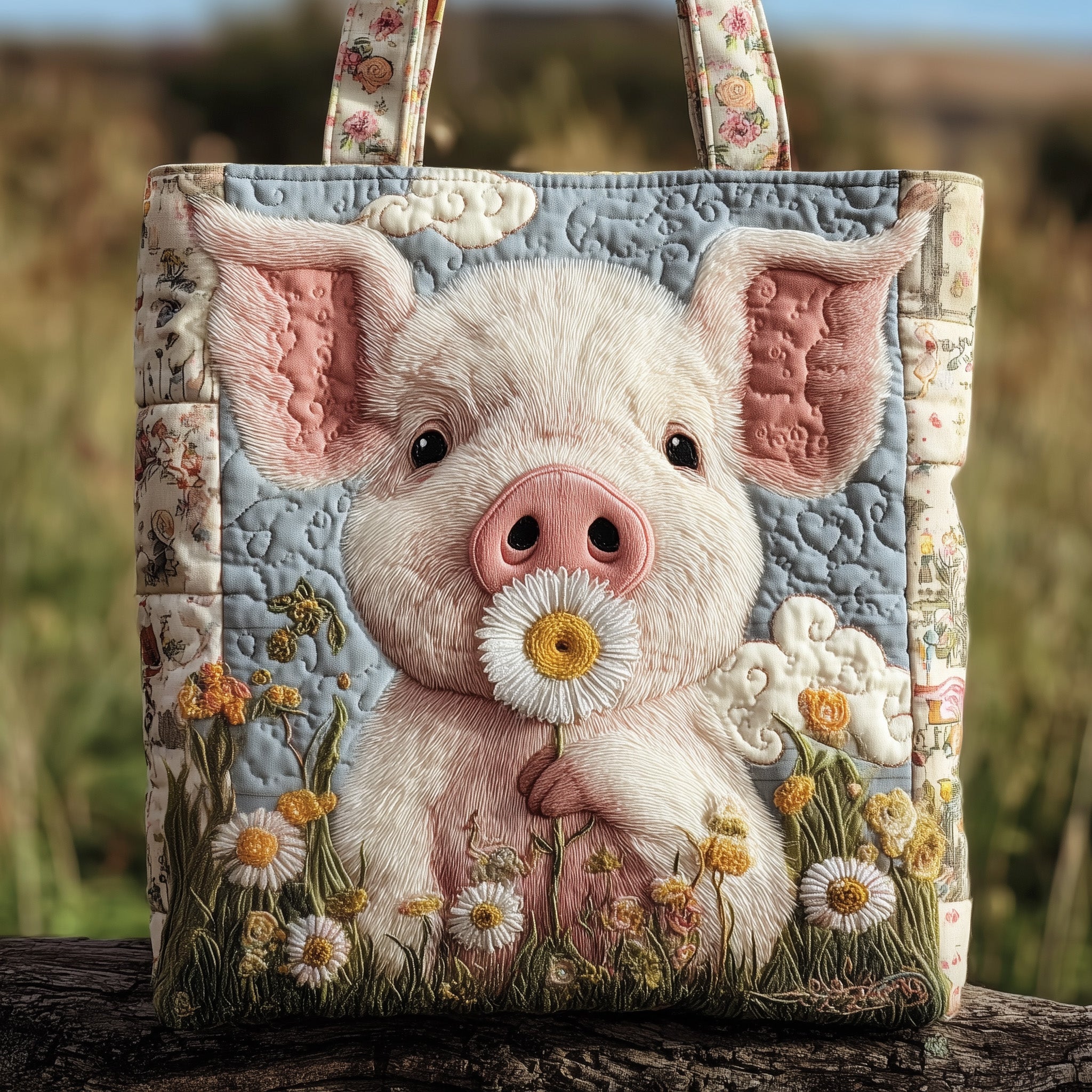 Happy Piggies Quilted Tote Bag GFTOMA2698