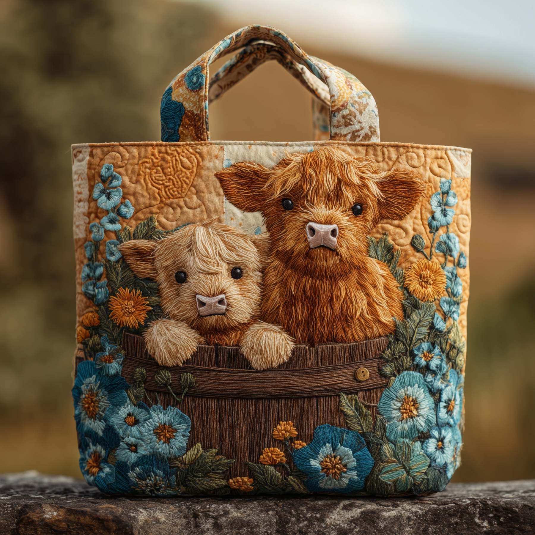 Highland Cow Quilted Tote Bag GFTOMA3062