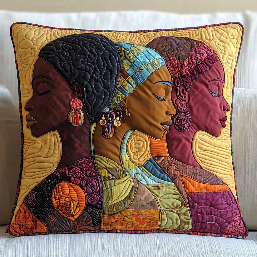 Abstract Art Vintage Quilted Pillow Case