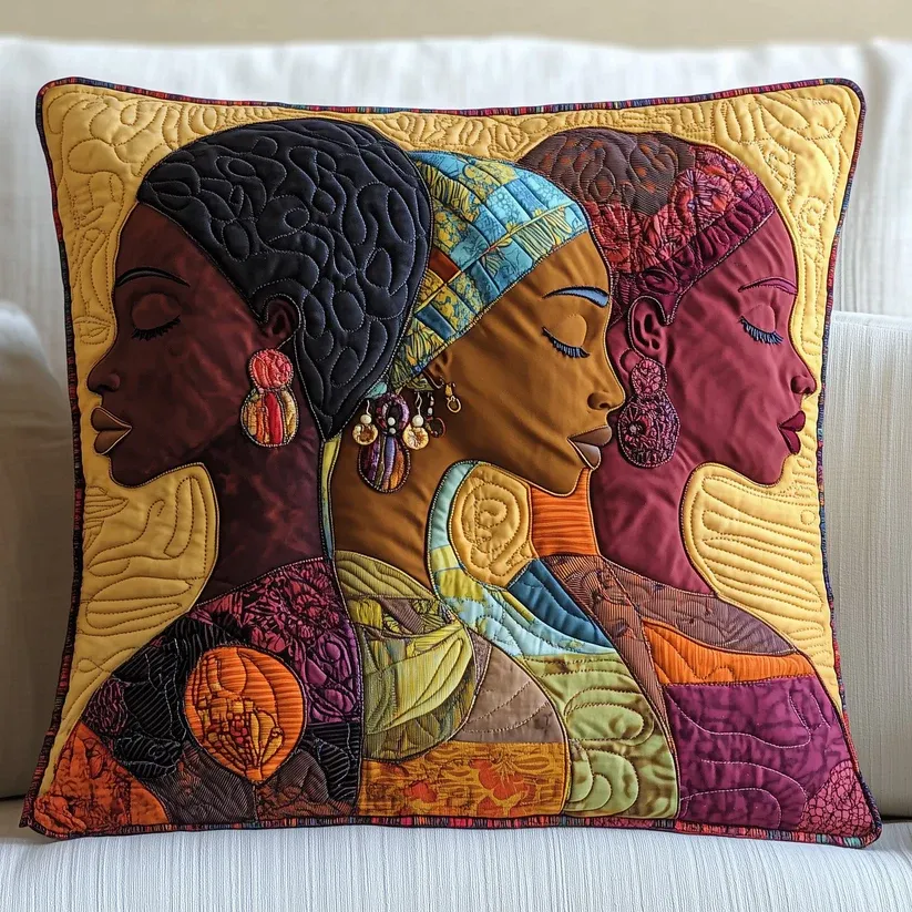 Abstract Art Vintage Quilted Pillow Case