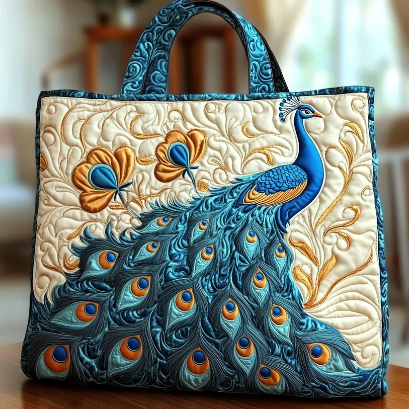 Majesty Peacock Quilted Tote Bag GFTOTG422
